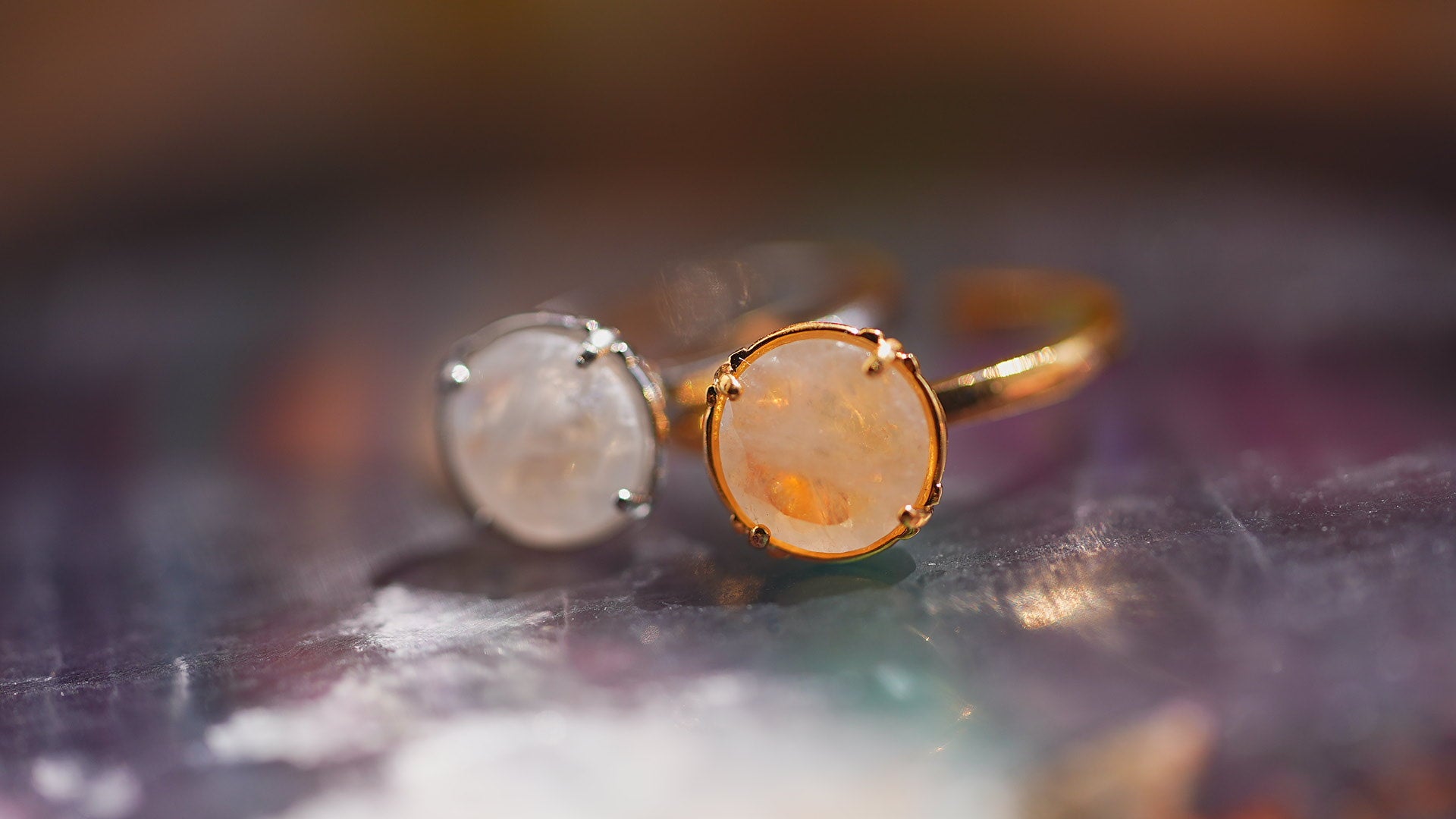 【◎在庫限り/6月誕生石】レインボームーンストーン　ファセットリング【Rainbow Moonstone/Faceted round ring】