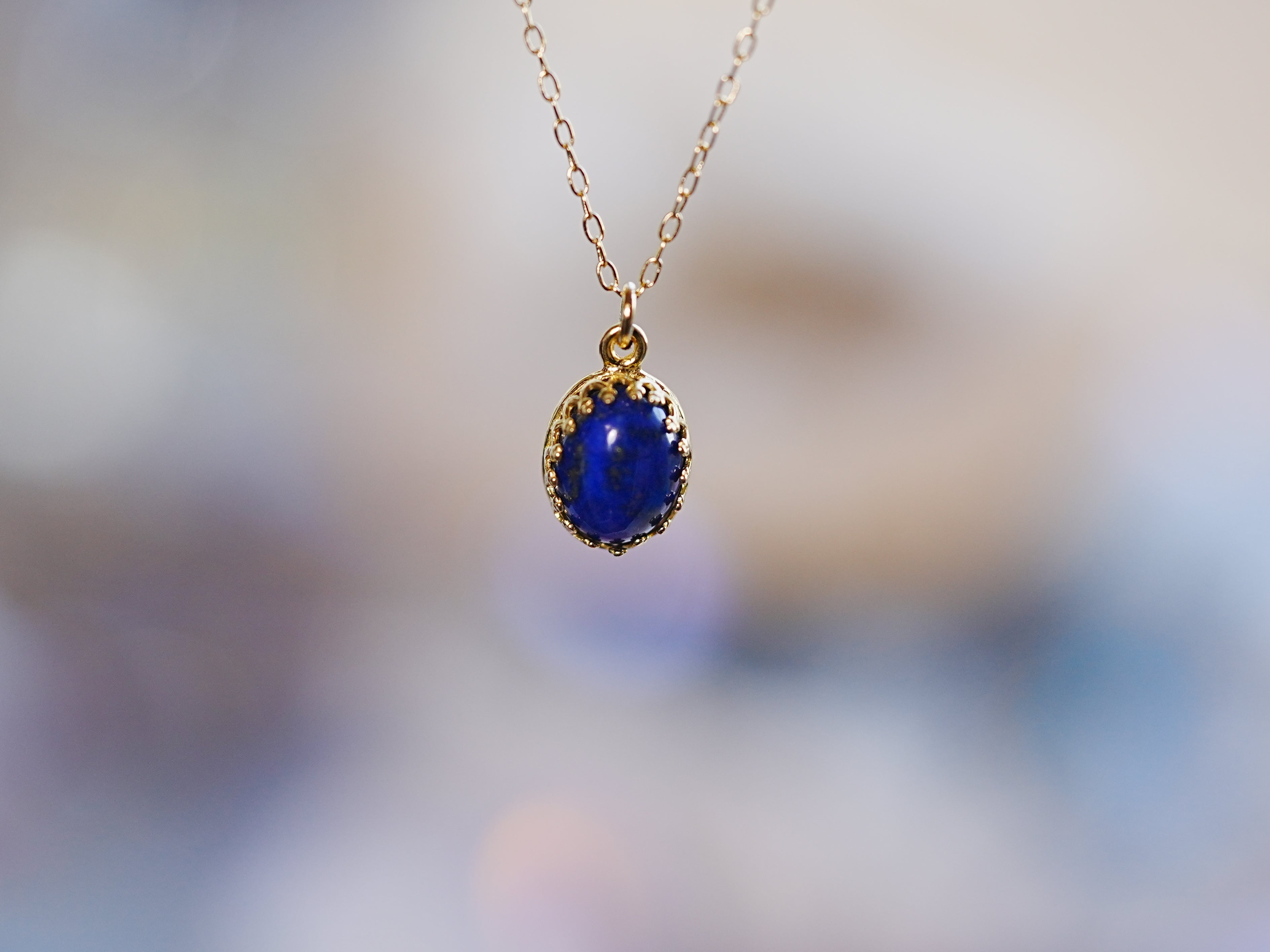 12月誕生石】ラピスラズリ オーバルLネックレス【Lapis Lazuli/Oval