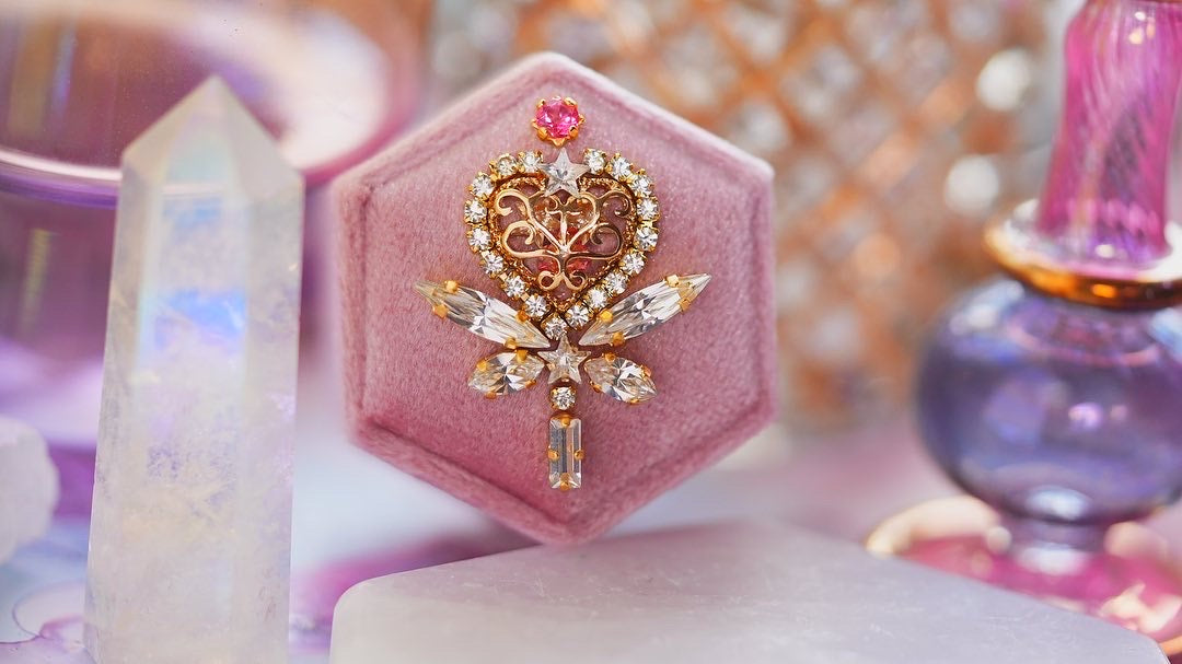 【リング/ピンクトパーズ＆ローズダスト】パフュームステッキの戦士ボックス【Pink topaz&Rose dust/Perfume magic  stick/Hexagon Magic ring box】