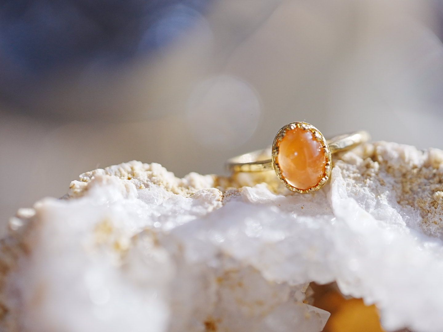 【6月誕生石】オレンジムーンストーン　オーバルリング【Orange Moonstone/Oval ring】