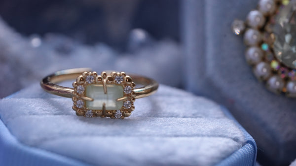 【数量限定】【Prehnite】プレナイト　バブルウォールレクタングルSリング【Bubble wall ring】
