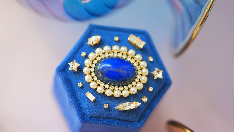 【ラピスラズリ＆ロイヤルブルー】ラピスラズリ　国賓ボックス【Lapis Lazuli&Royal Blue/Hexagon ring box】
