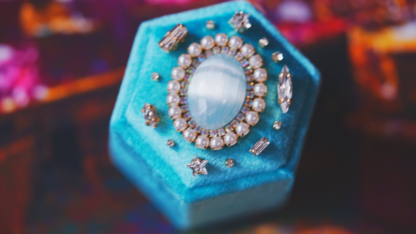 セレナイト&アクアターコイズ】セレナイト 国賓ボックス【Selenite&Aqua Turquoise/Hexagon ring box】 –  Juvelia