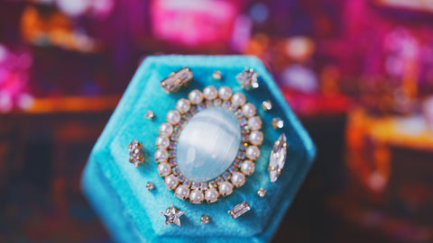 【セレナイト&アクアターコイズ】セレナイト　国賓ボックス【Selenite&Aqua Turquoise/Hexagon ring box】