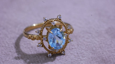 スカイブルートパーズ　ソルオーバルリング