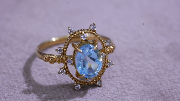 スカイブルートパーズ　ソルオーバルリング