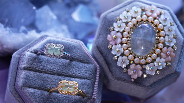 【数量限定】【Prehnite】プレナイト　バブルウォールレクタングルSリング【Bubble wall ring】