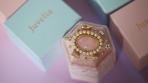 【ローズクォーツ＆ピーチ】ローズクォーツ　国賓ボックス【Rose Quartz&peach/Hexagon ring box】
