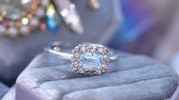 【Skybluetopaz】スカイブルートパーズ　バブルウォールレクタングルSリング【Bubble wall ring】