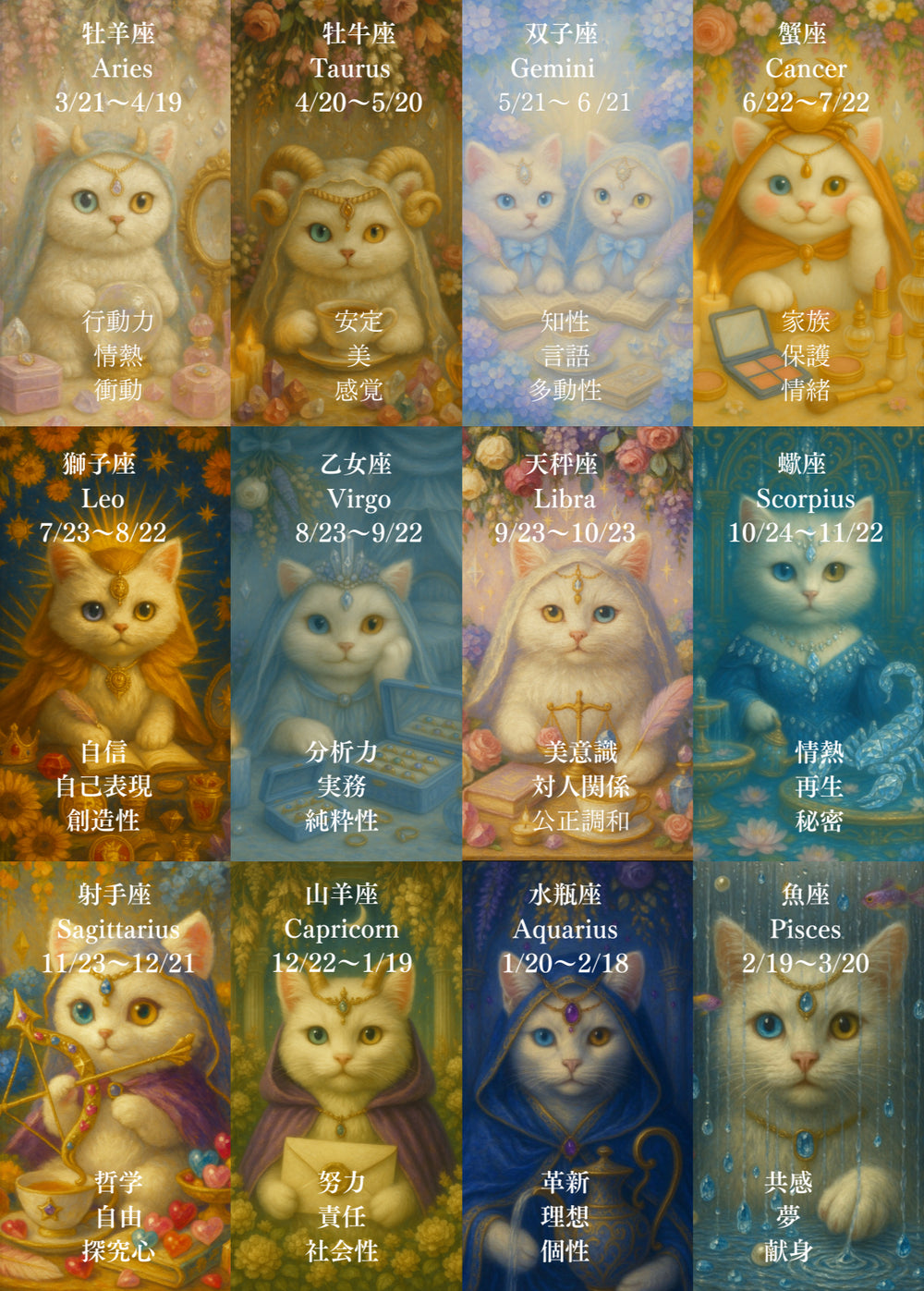 【チャリティ】星座柄じゅべねこ　ステッカー