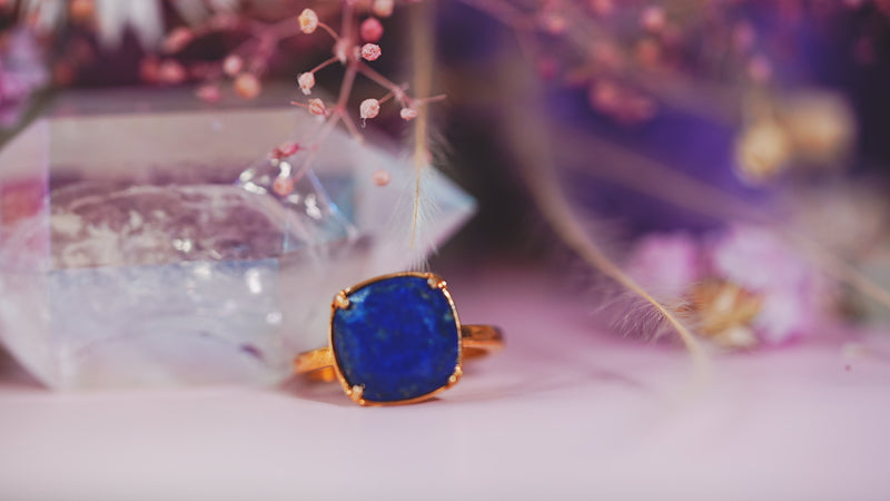 【12月誕生石】ラピスラズリ　クォーツリング【Lapis Lazuli/Quartz ring】