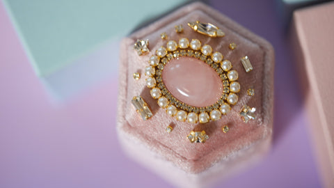 【ローズクォーツ＆ピーチ】ローズクォーツ　国賓ボックス【Rose Quartz&peach/Hexagon ring box】