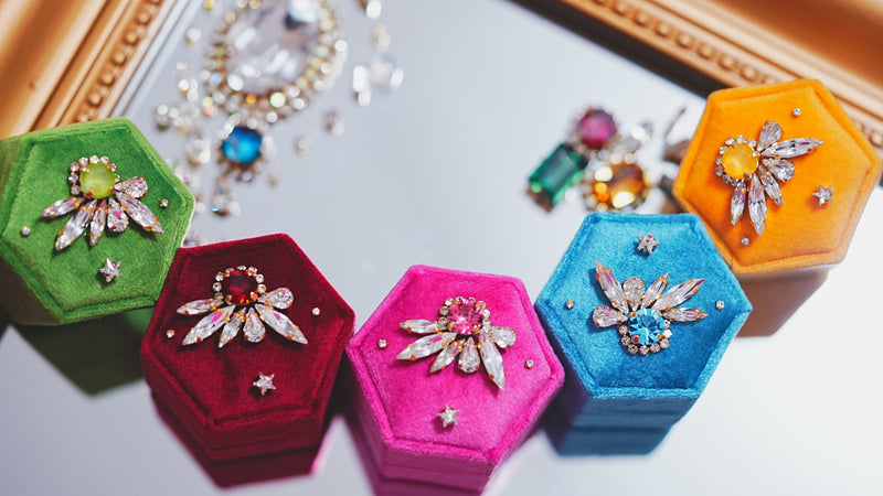 【ネックレス/フューシャピンク】カラーパレット　ヘキサゴンネックレスボックス【Fuchsia pink/Color palette Hexagon necklace box】