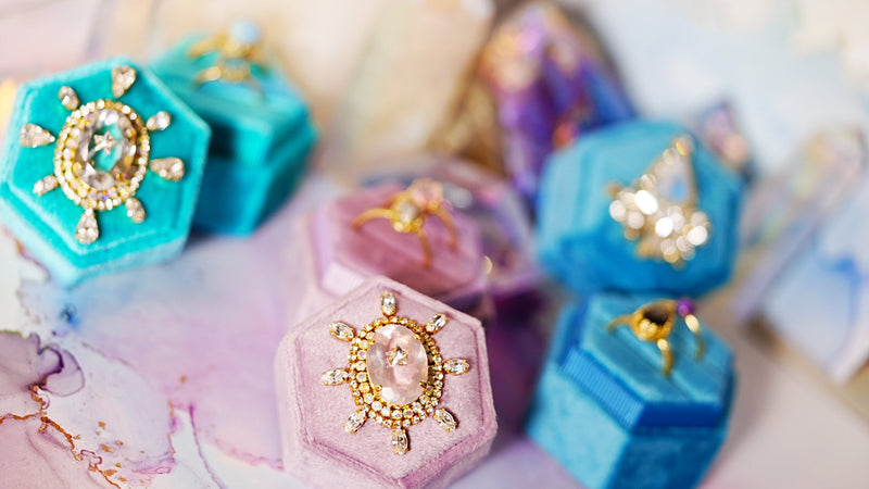 【ネックレス/ローズクォーツ&ライラック】特大ローズクォーツ　ヘキサゴンネックレスボックス【Rose Quartz＆Lilac/Hexagon necklace box】