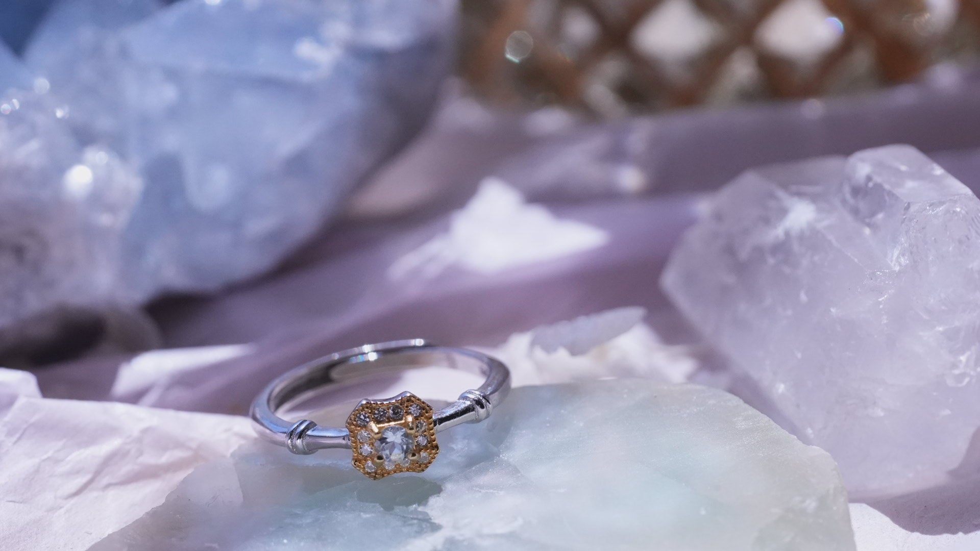 【Aquamarine】アクアマリン　ガレットリング【Galette Ring】