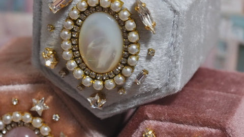 【ホワイトシェル＆パウダーグレー】ホワイトシェル　国賓ボックス【White Shell&Poeder Gray/Hexagon ring box】