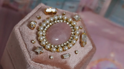 【ローズクォーツ＆ピーチ】ローズクォーツ　国賓ボックス【Rose Quartz&peach/Hexagon ring box】