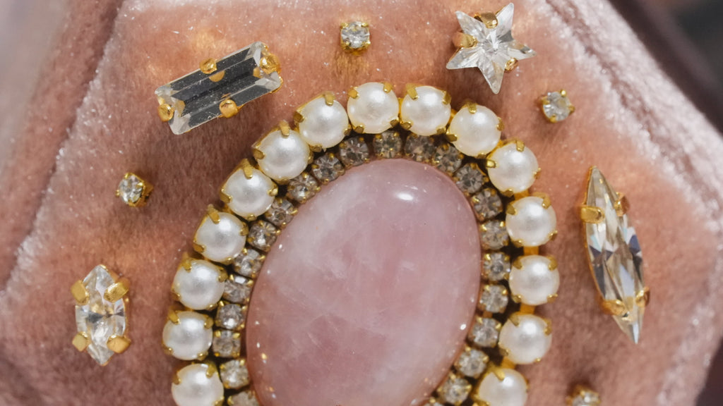 【ローズクォーツ＆ピーチ】ローズクォーツ　国賓ボックス【Rose Quartz&peach/Hexagon ring box】