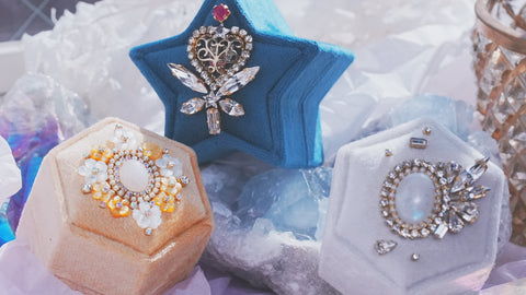 【Hexagon Box】レインボームーンストーン&ハニーイエロー　満開ヘキサゴンボックス