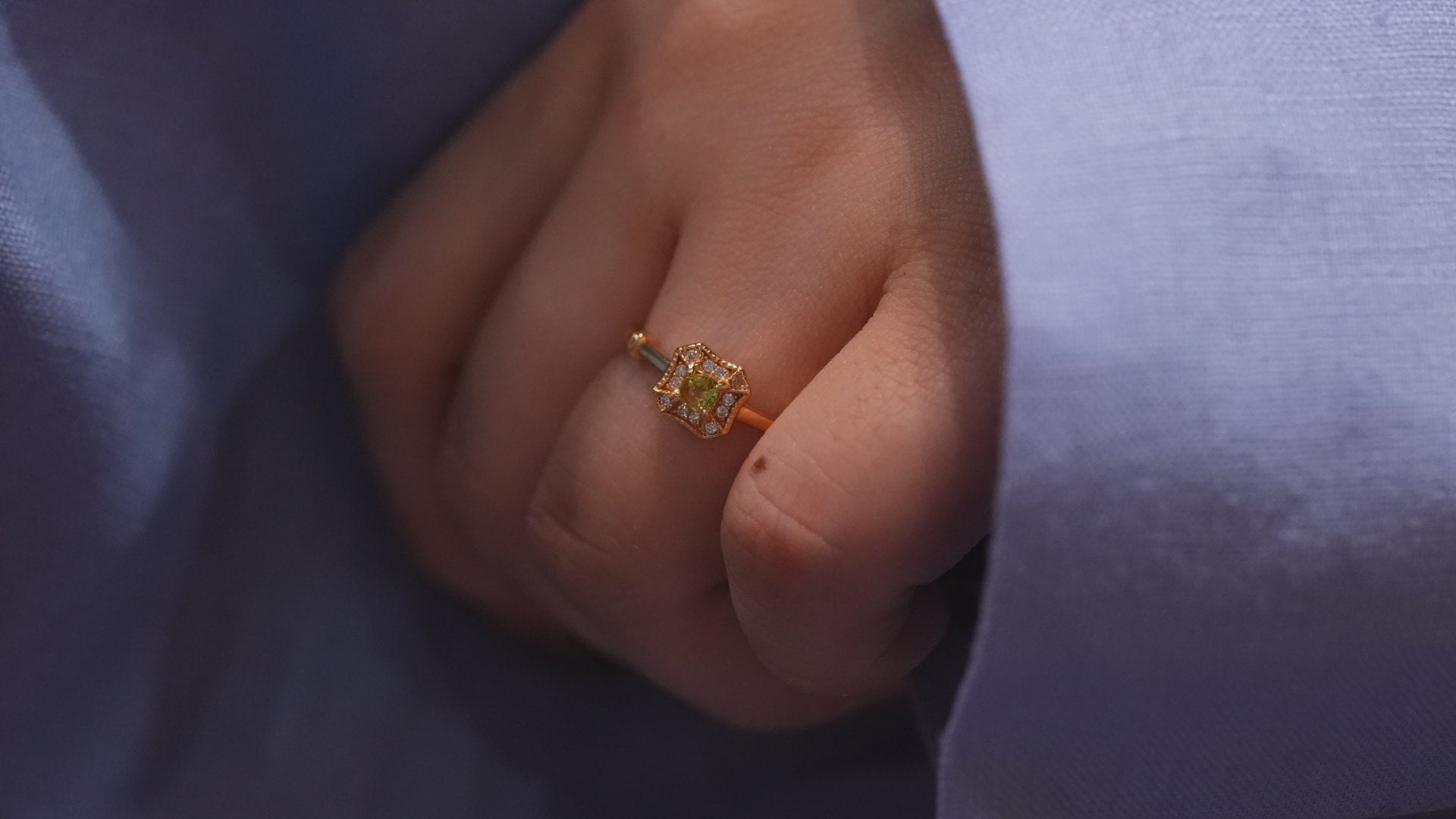 【Peridot】ペリドット　ガレットリング【Galette Ring】