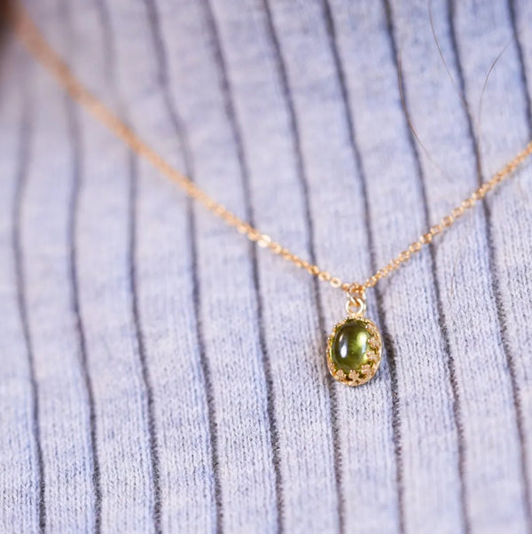 【10月誕生石】グリーントルマリン　オーバルネックレス【Green Tourmaline/Oval  necklace】