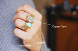 【◎在庫限り/Video/10月誕生石】コッパーオパール　ペアシェイプXLリング【Copper Opal/Pear shape XL ring】