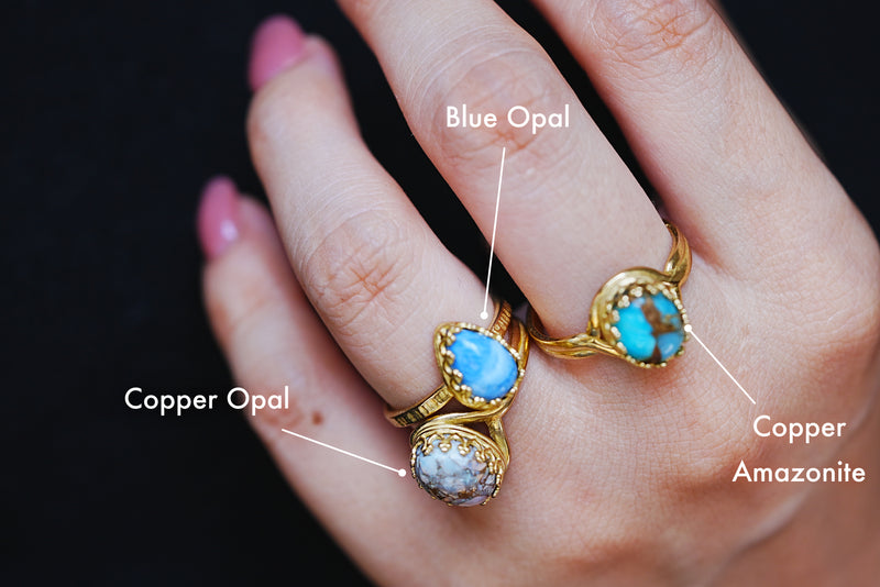 【◎在庫限り/Video/10月誕生石】コッパーオパール　オーバルLリング【Copper Opal/Oval large ring】