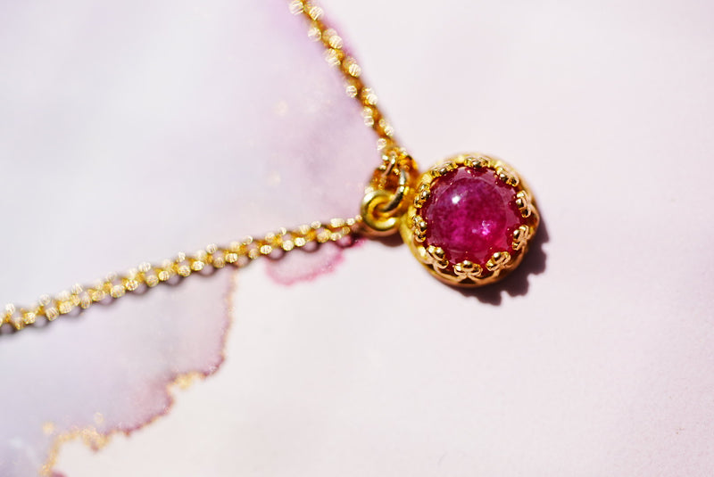 【14kgfに変更可】【7月誕生石】ルビー　フルムーンネックレス【Ruby/Fullmoon necklace】