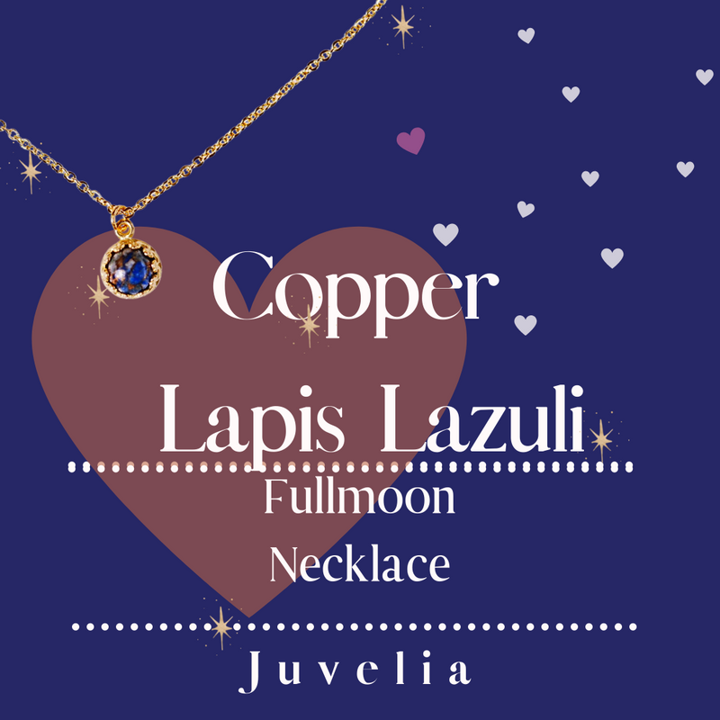 【12月誕生石】コッパーラピスラズリ　フルムーンネックレス【Copper Lapis Lazuli/Fullmoon necklace 】