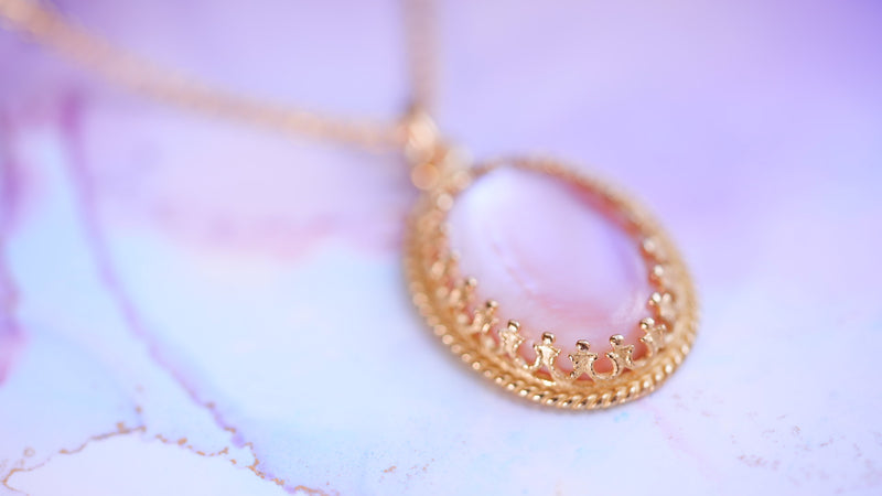 【◯在庫限り】ピンクシェル　オーバルXLオードリーネックレス【Pink Shell/Oval XL Audrey necklace】