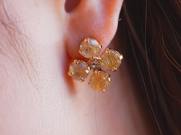 ルチルクォーツ　4ペタルイヤリング【Rutile quartz/4 petals earring】