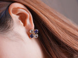 【3月誕生石】アイオライト＆アクアマリン　4ペタルイヤリング【Iolite＆Aquamarine/4 petals earring】