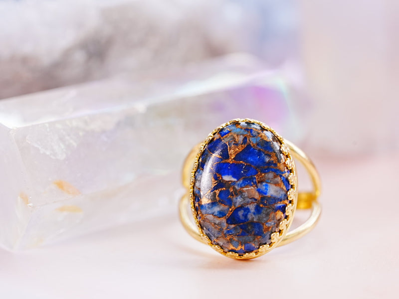 【12月誕生石】コッパーラピスラズリ　オーバルXLリング【Copper Lapis Lazuli /Oval XL ring】