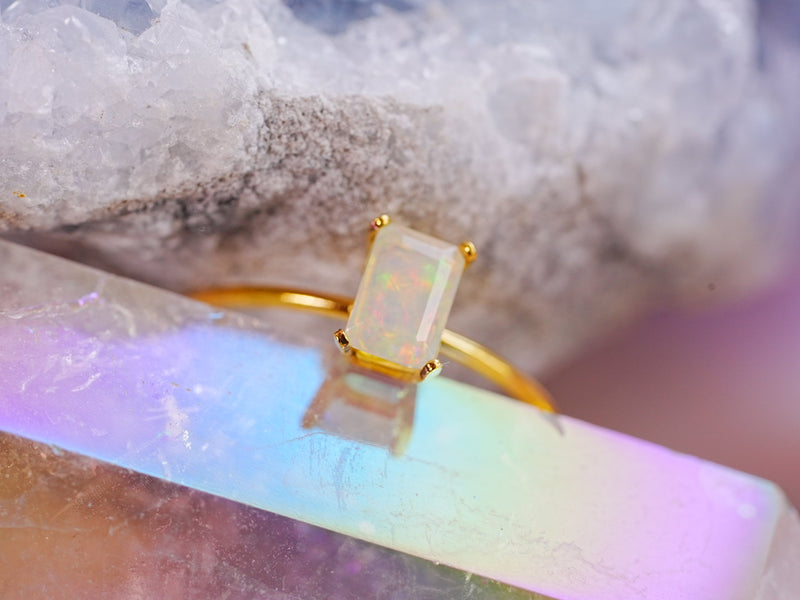 【Video/10月誕生石】オパール　レクタングルSリング【Opal/Rectangle S ring】