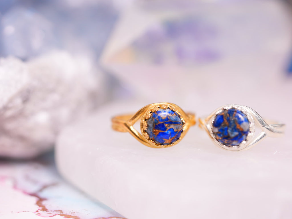 【〆在庫限り/12月誕生石】コッパーラピスラズリ　フルムーンLリング【Copper Lapis Lazuli/Fullmoon L ring】