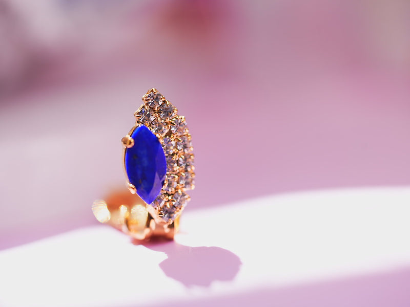 【12月誕生石】ラピスラズリ　孔雀イヤリング【Lapis Lazuli /Peacock Earrings】