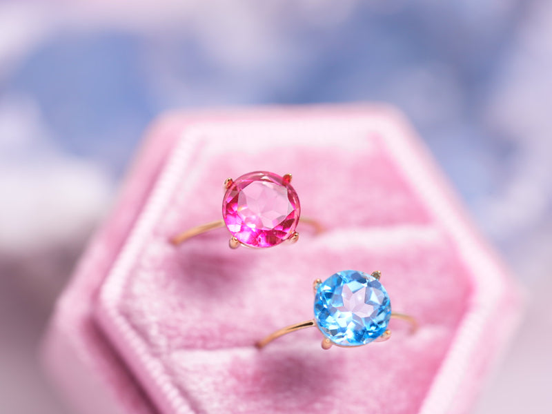 【11月誕生石】ピンクトパーズ　K10 ブリリアント8リング【Pink Topaz/K10 Brilliant ring (8mm)】