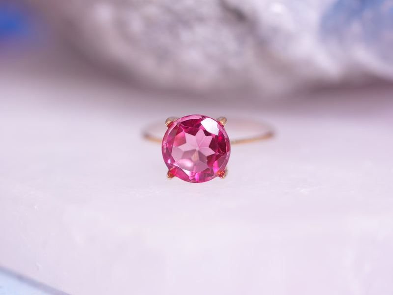 【11月誕生石】ピンクトパーズ　K10 ブリリアント8リング【Pink Topaz/K10 Brilliant ring (8mm)】