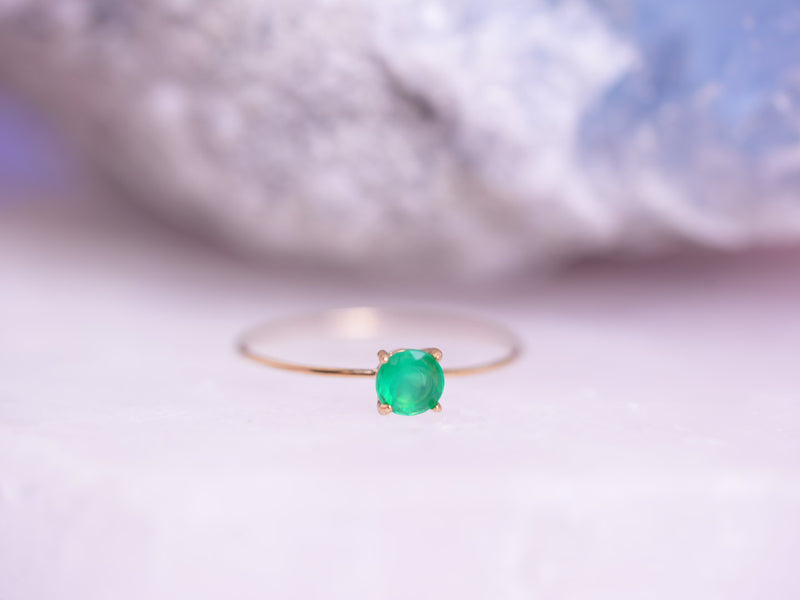グリーンオニキス　K10  ブリリアント4リング【Green Onyx /K10 Brilliant ring (4mm)】