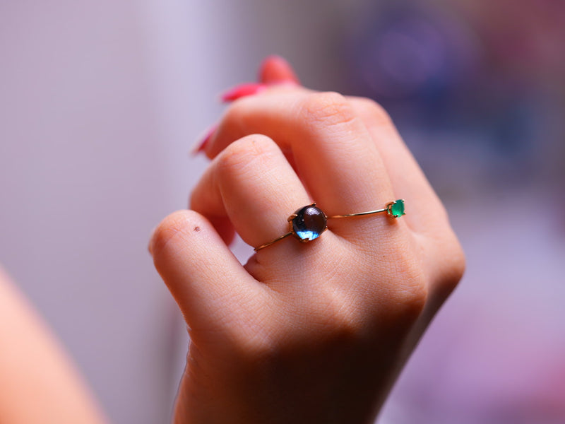 グリーンオニキス　K10  ブリリアント4リング【Green Onyx /K10 Brilliant ring (4mm)】