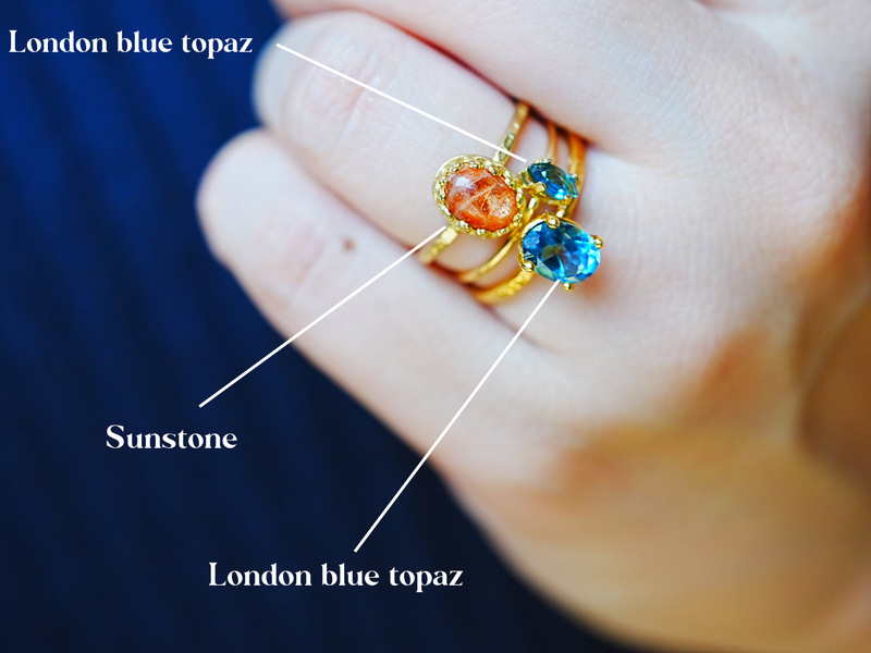 【〆在庫限り/11月誕生石】ロンドンブルートパーズ　マーキスSファセットリング【London Blue Topaz/Marquise cut small ring】