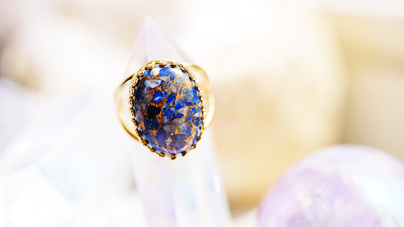 【12月誕生石】コッパーラピスラズリ　オーバルXLリング【Copper Lapis Lazuli /Oval XL ring】