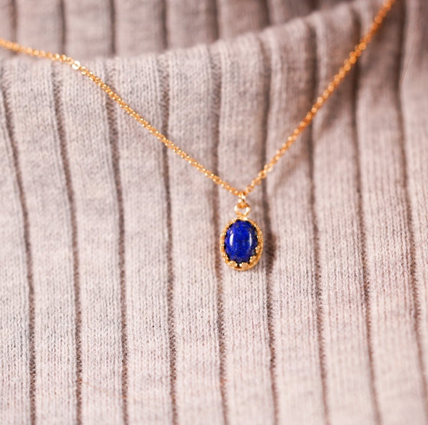 【12月誕生石】ラピスラズリ　オーバルネックレス【Lapis lazuli/Oval necklace】