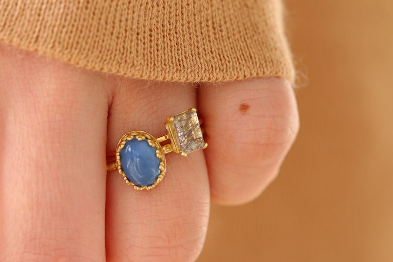 【10月誕生石】ブルーオパール オーバルリング【Blue Opal/Oval ring】