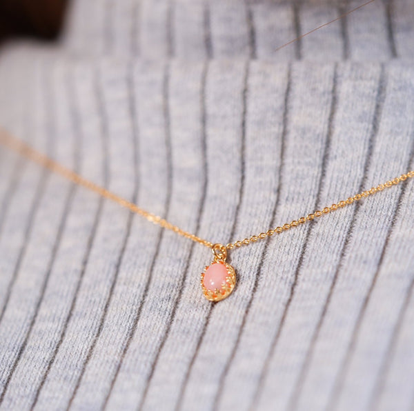 【10月誕生石】ピンクオパール　オーバルネックレス【Pink Opal/Oval necklace】