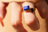 【完売/12月誕生石】ラピスラズリ　レクタングルマリーリング【Lapis Lazuli/Faceted rectangle ring】