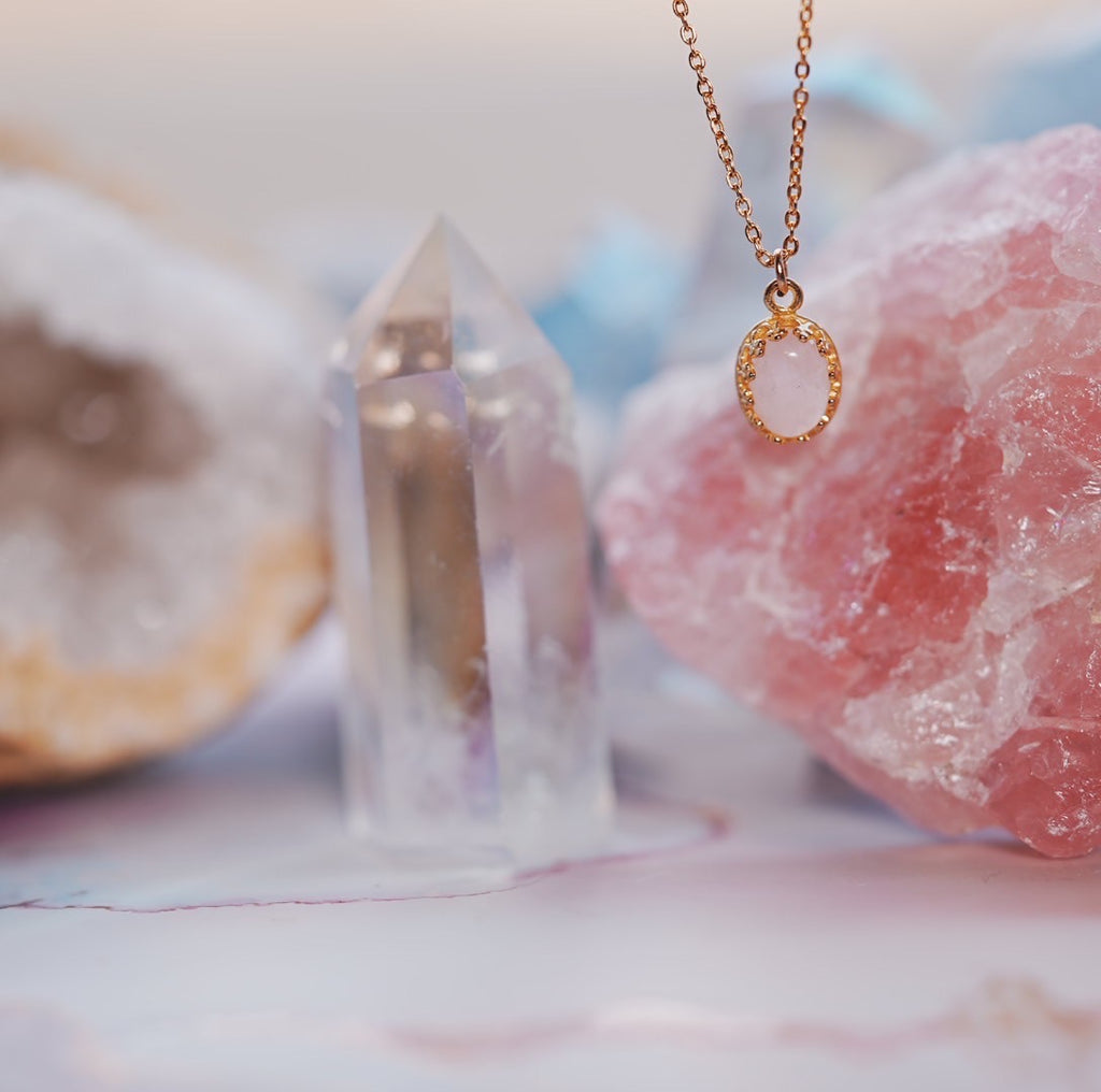 ローズクォーツ オーバルネックレス【Rose Quartz/Oval necklace