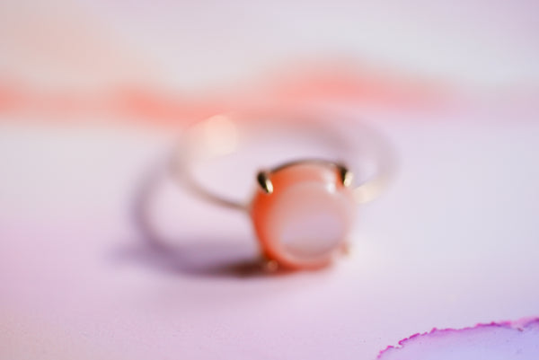 【△在庫限り】ピンクシェル　K10ラウンド8リング【Pink Shell/K10 Round ring (8mm)】