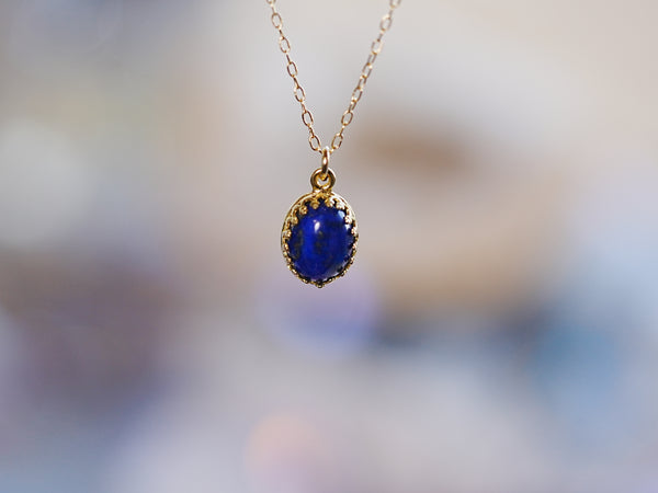 【12月誕生石】ラピスラズリ　オーバルLネックレス【Lapis Lazuli/Oval large necklace】