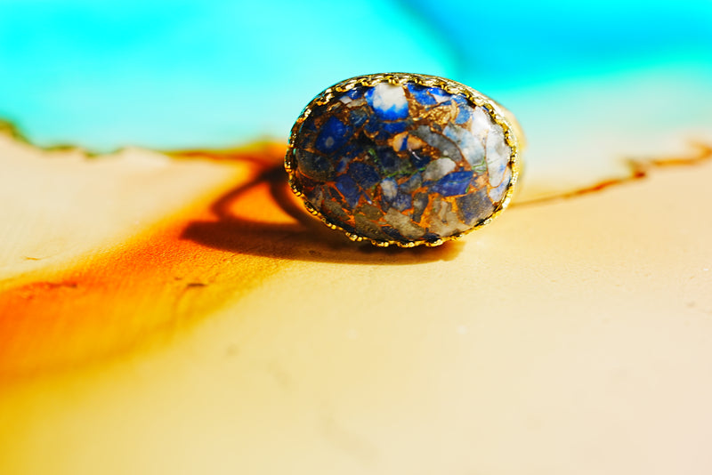 【12月誕生石】コッパーラピスラズリ　XLリング【Copper Lapis Lazuli /Oval XL ring】